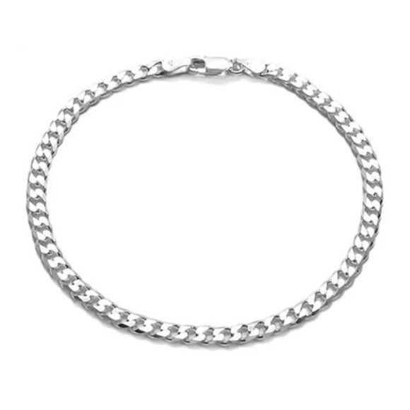 CLASSIC STERLING SILVER CUBAN LINK CHAIN BRACELET IN 2.5MM (GAUGE 080) WIDTH. - Picture 1 of 2